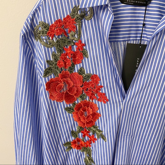 Zara Striped Floral Tunic Dress - Picture 3 of 6